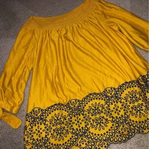 Fever yellow and blue blouse size L new with tags.